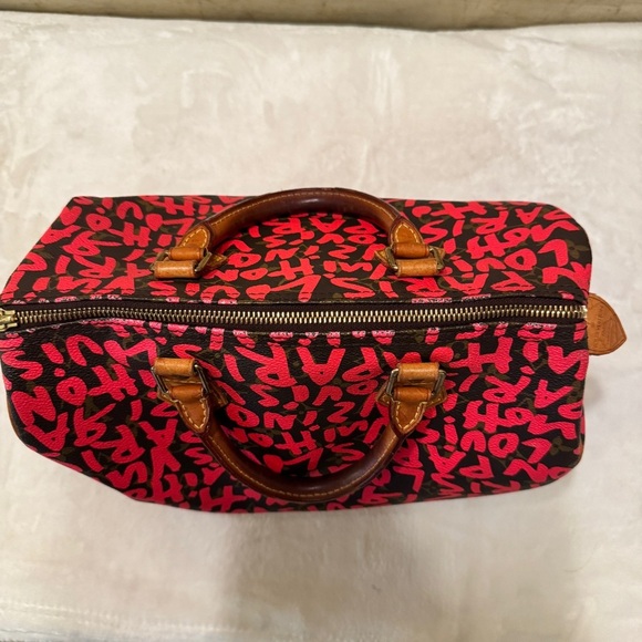 Louis Vuitton Graffiti Pink and Brown Satchel - Picture 7 of 9